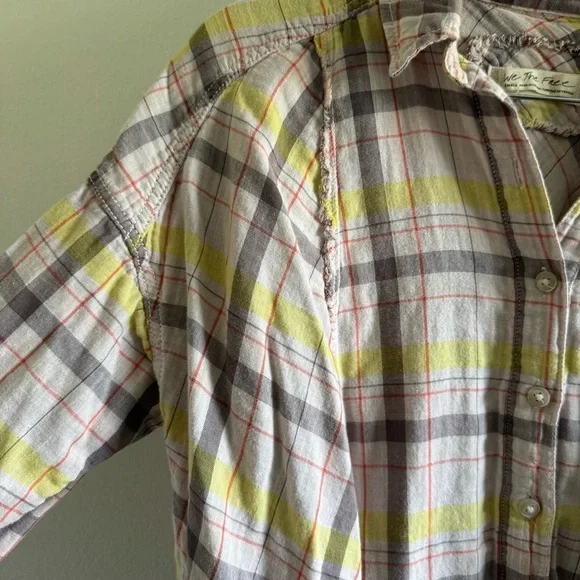 Free People We The Free Seeking Starlight Plaid Button-Up Shirt size Small - Picture 9 of 13